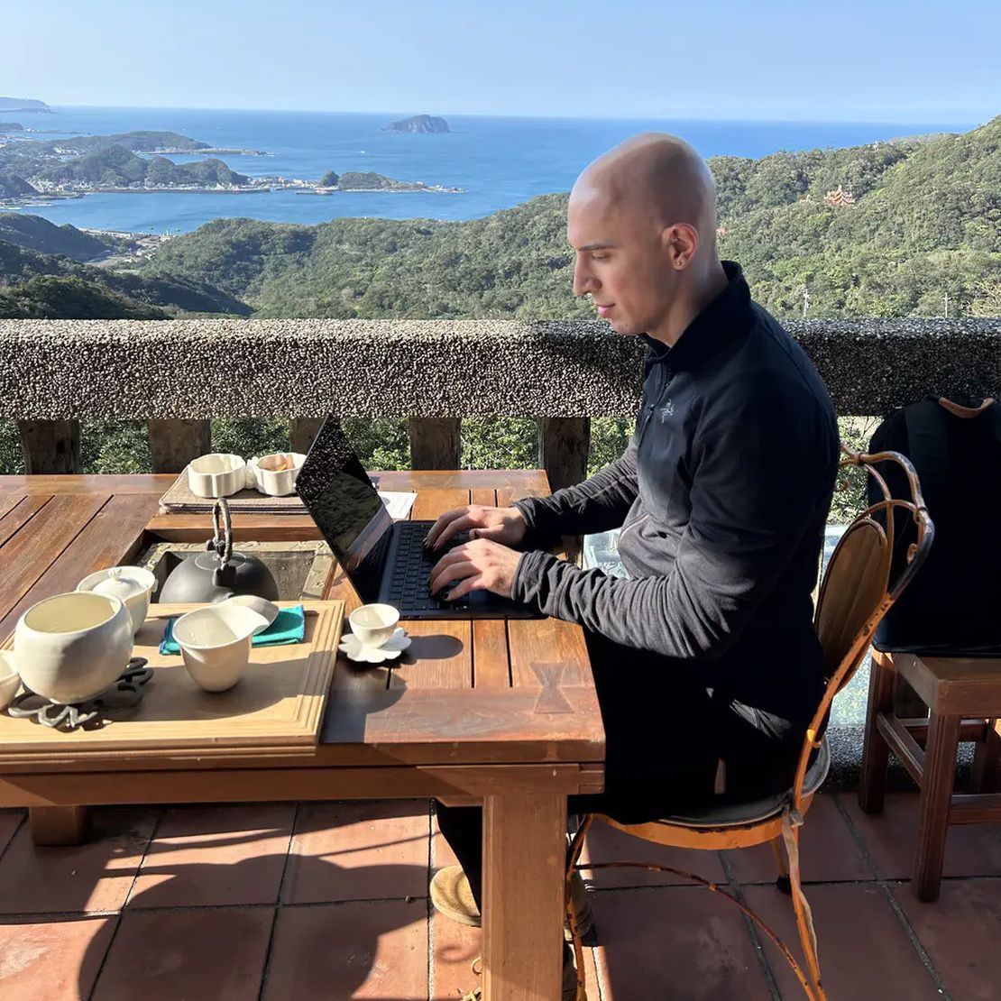 Adrian at a tea house
