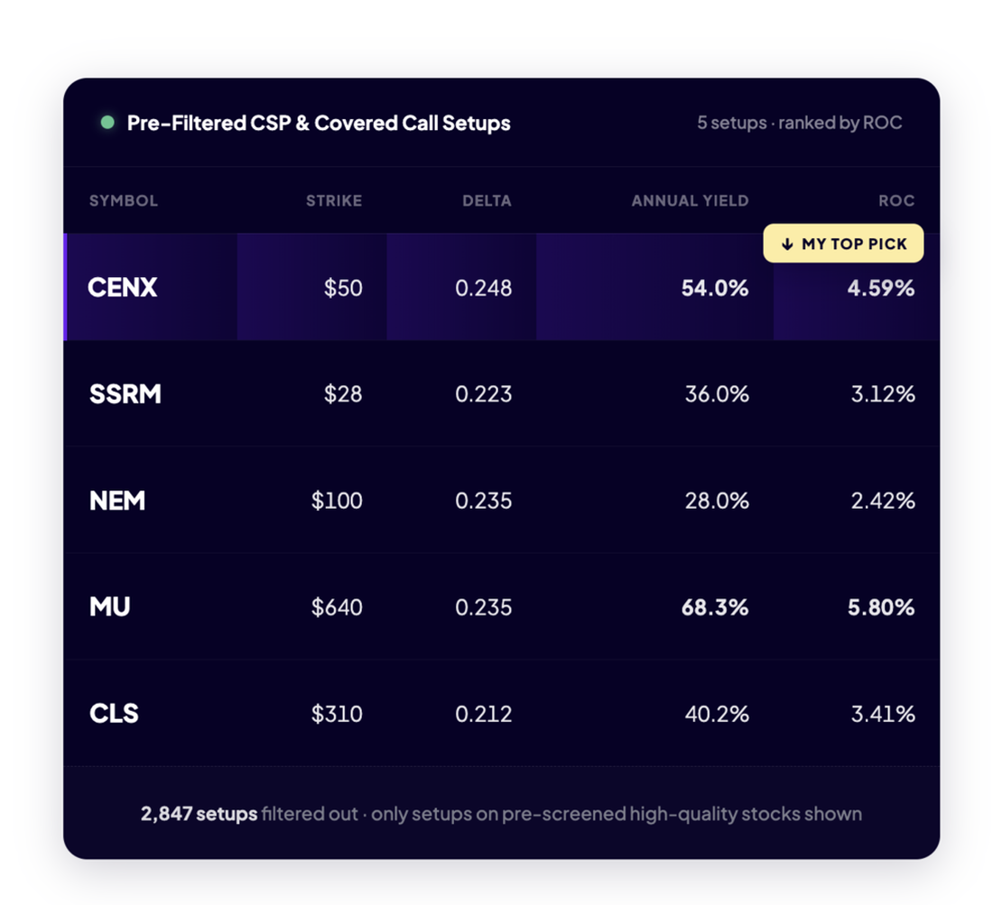 WheelMetrics Pro filtered options scan results
