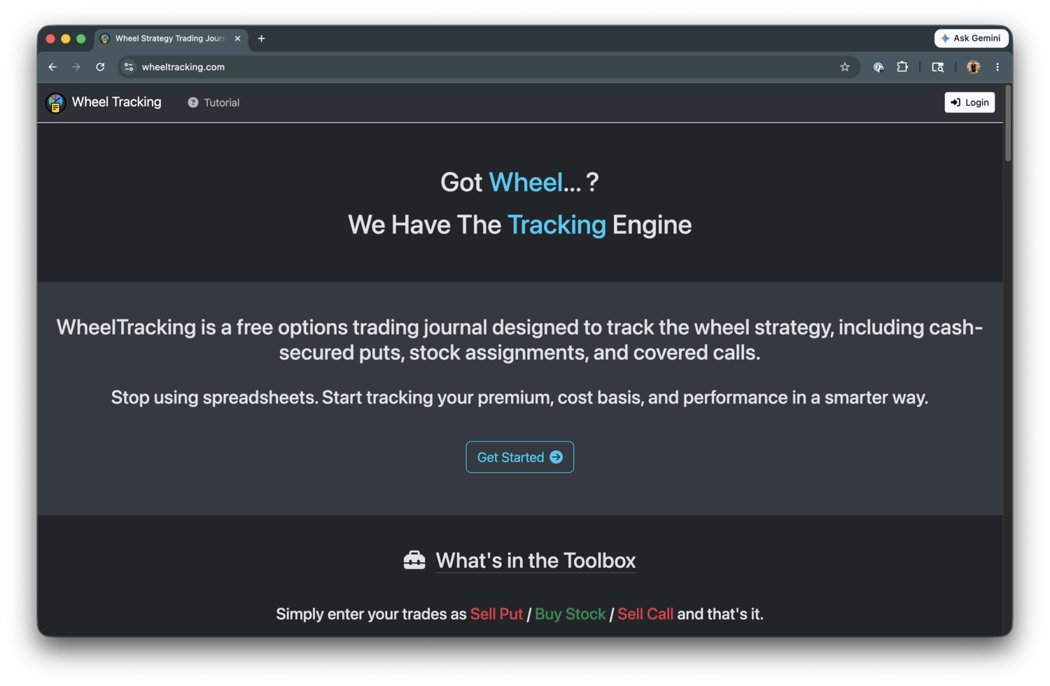 WheelTracking trade journal for Wheel traders